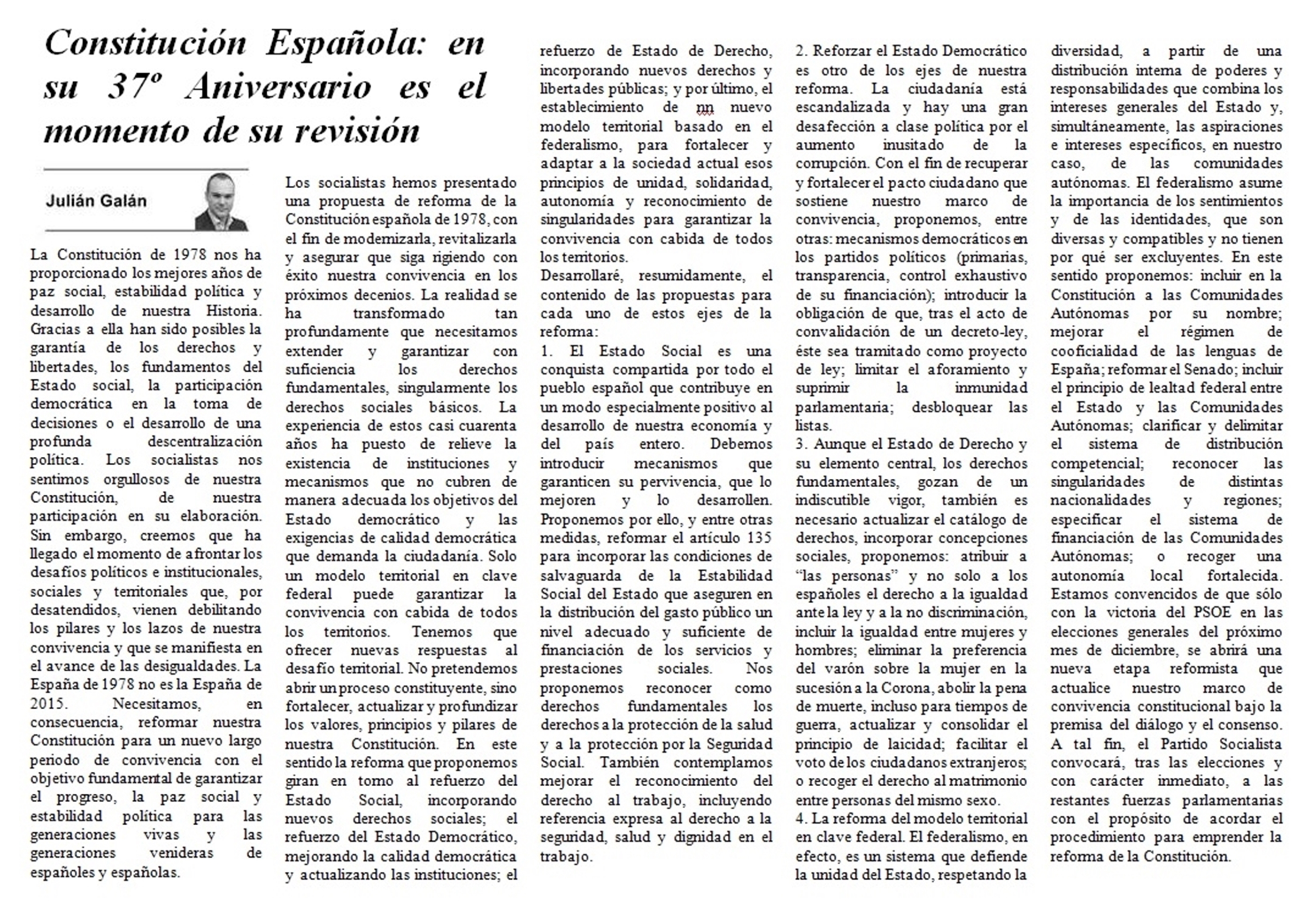 Julián Galán Profesor Constitución