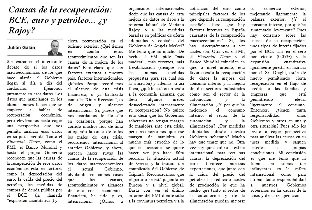 Artículo Recuperación económica